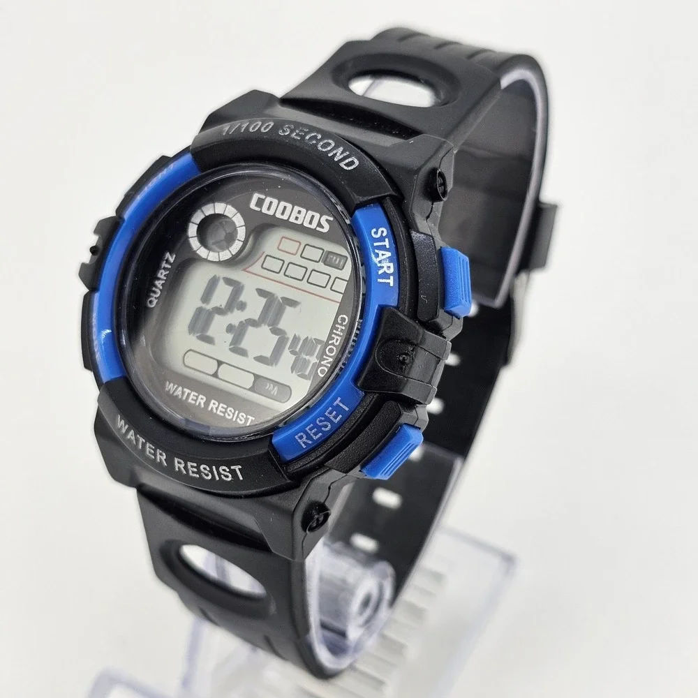 Men's Sport Digital Watch 44MM Black Plastic Bands New Battery‎